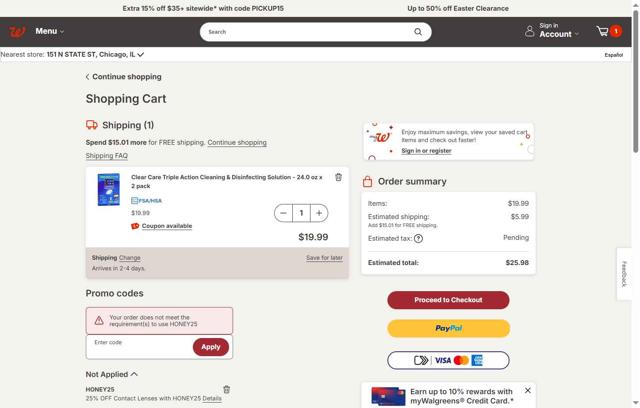 Lens World checkout page showing Lens World promo code box | Screenshot taken by SimplyCodes community member on Apr 25, 2025