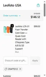 CRAFTO12 coupon verification screenshot
