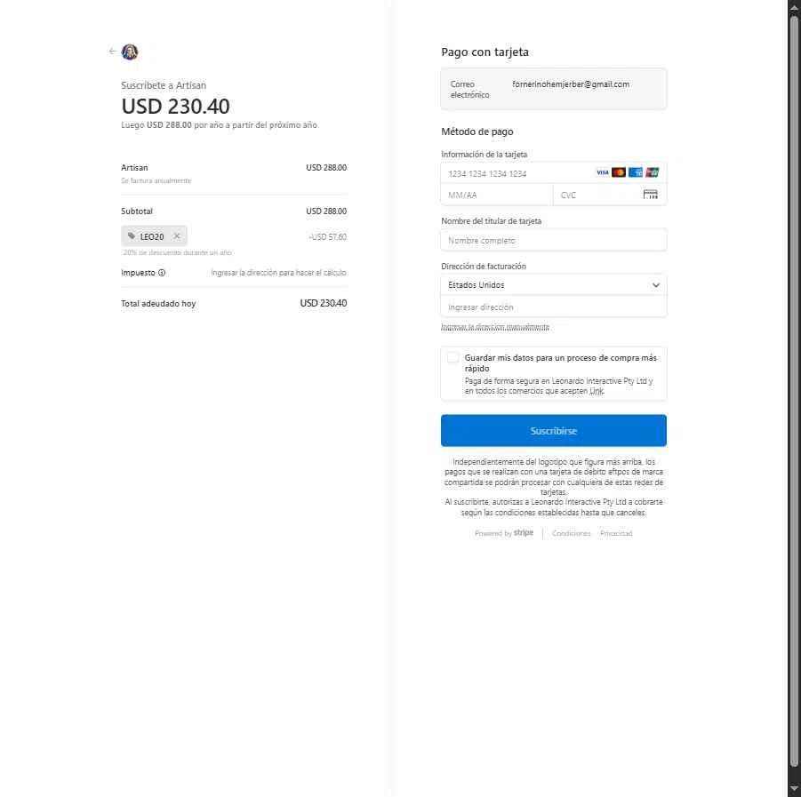 Leonardo.Ai checkout page showing Leonardo.Ai promo code box | Screenshot taken by SimplyCodes community member on Nov 7, 2025