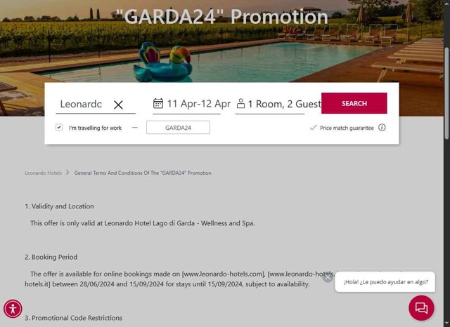 Leonardo  Hotels checkout page showing Leonardo  Hotels promo code box | Screenshot taken by SimplyCodes community member on Apr 11, 2025