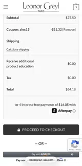 alex15 coupon verification screenshot