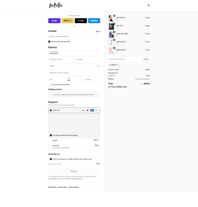 Les Belles checkout page showing Les Belles discount code box | Screenshot taken by SimplyCodes community member on Sep 15, 2025