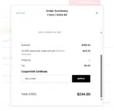 WELCOME coupon verification screenshot