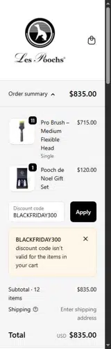 BLACKFRIDAY300 coupon verification screenshot