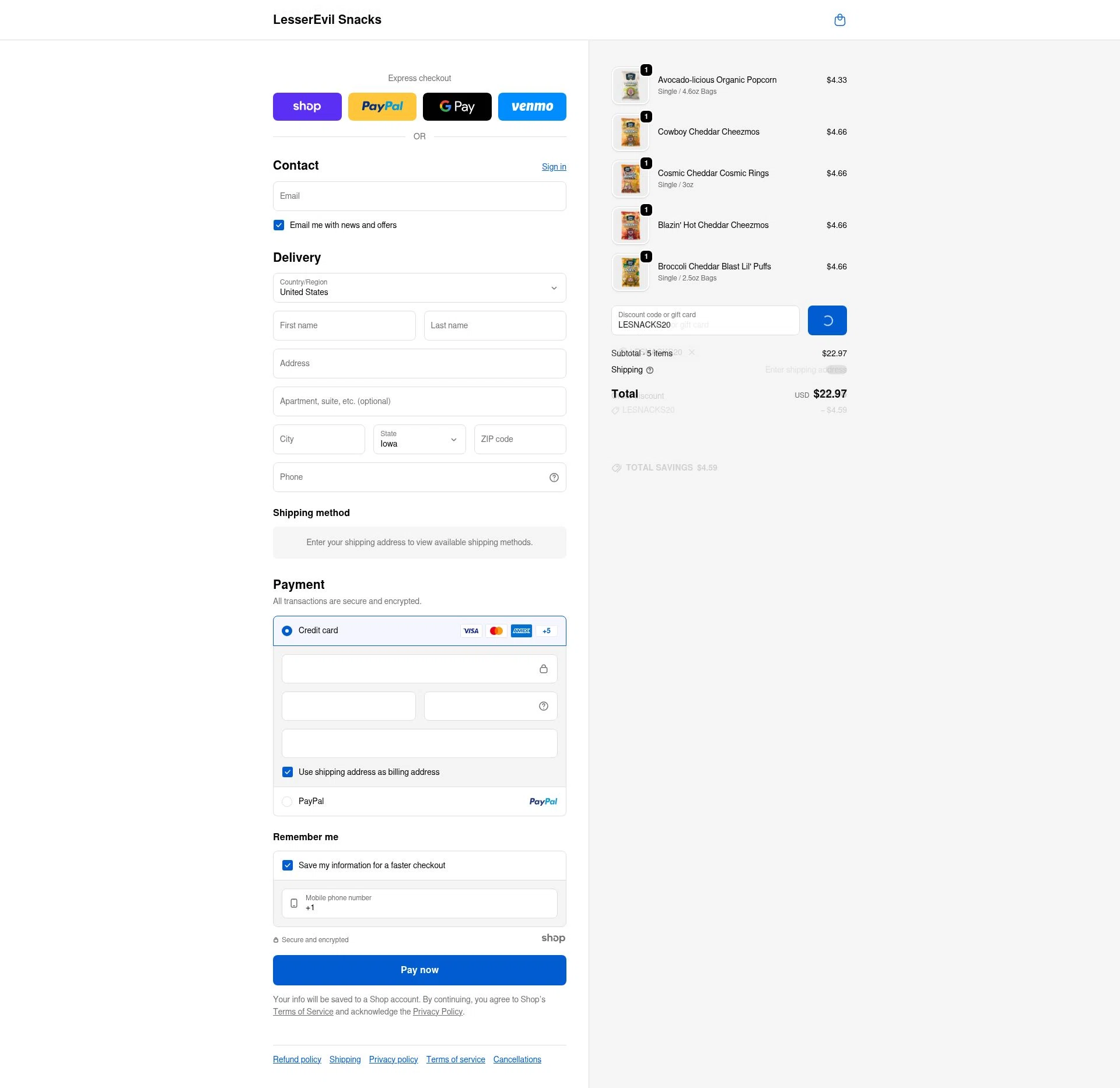 LesserEvil checkout page showing LesserEvil promo code box | Screenshot taken by SimplyCodes community member on Jan 7, 2026