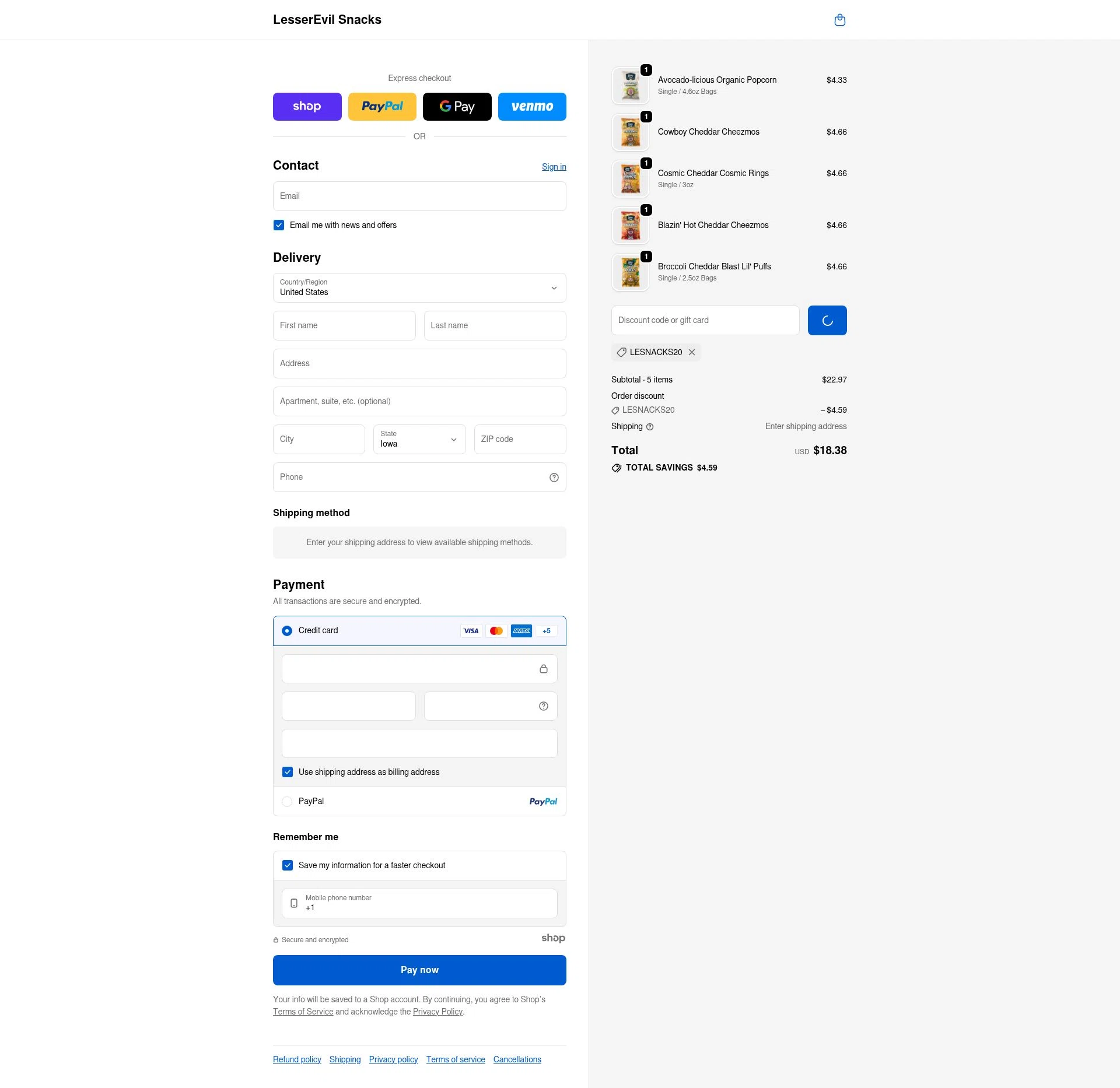 LesserEvil checkout page showing LesserEvil promo code box | Screenshot taken by SimplyCodes community member on Jan 2, 2026