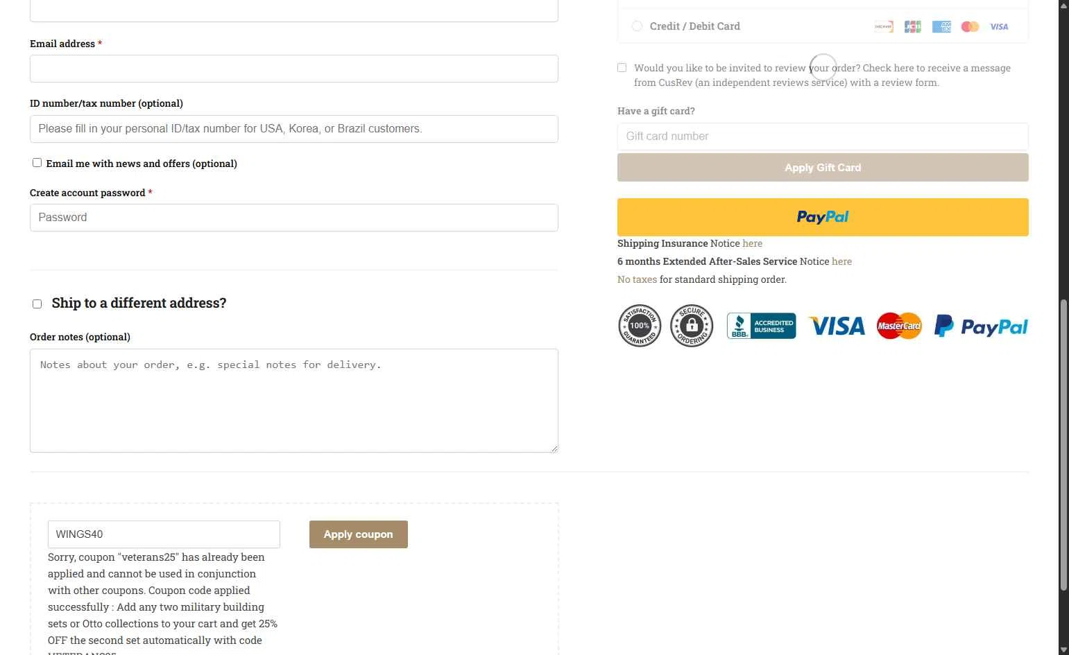 Letbricks checkout page showing Letbricks coupon code box | Screenshot taken by SimplyCodes community member on Jan 5, 2026