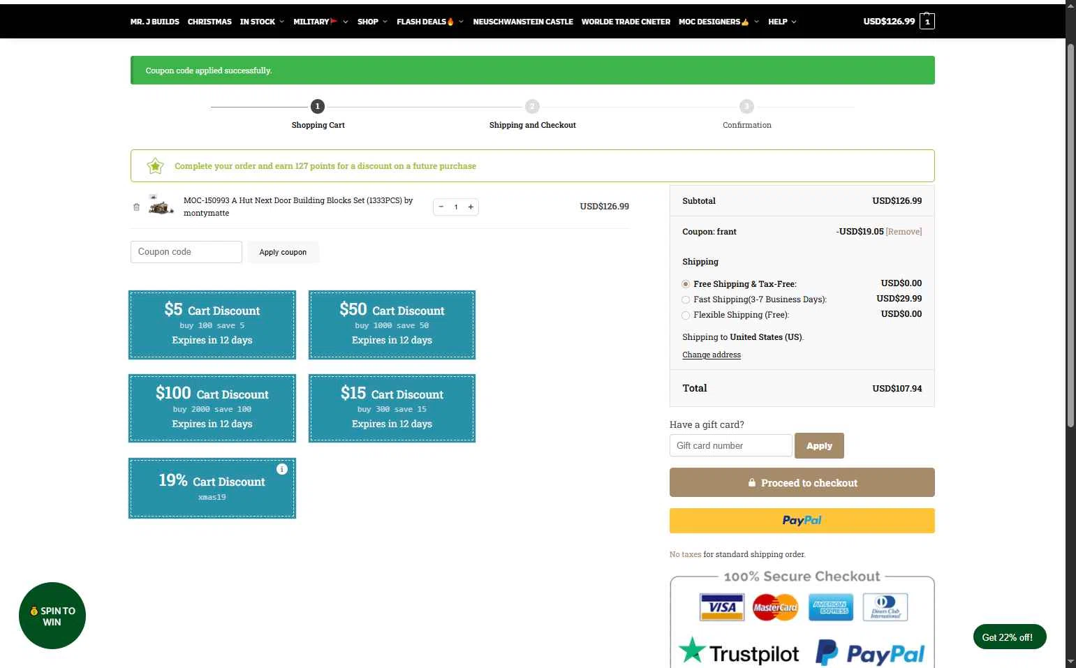 Letbricks checkout page showing Letbricks coupon code box | Screenshot taken by SimplyCodes community member on Dec 18, 2025