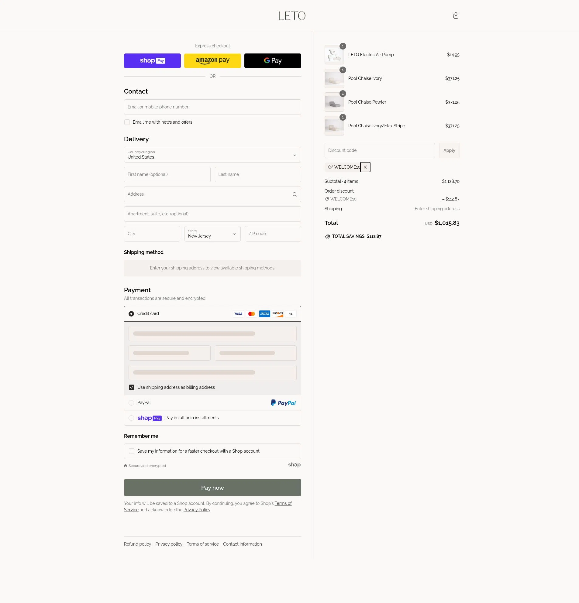 LETO checkout page showing LETO promo code box | Screenshot taken by SimplyCodes community member on Feb 21, 2025