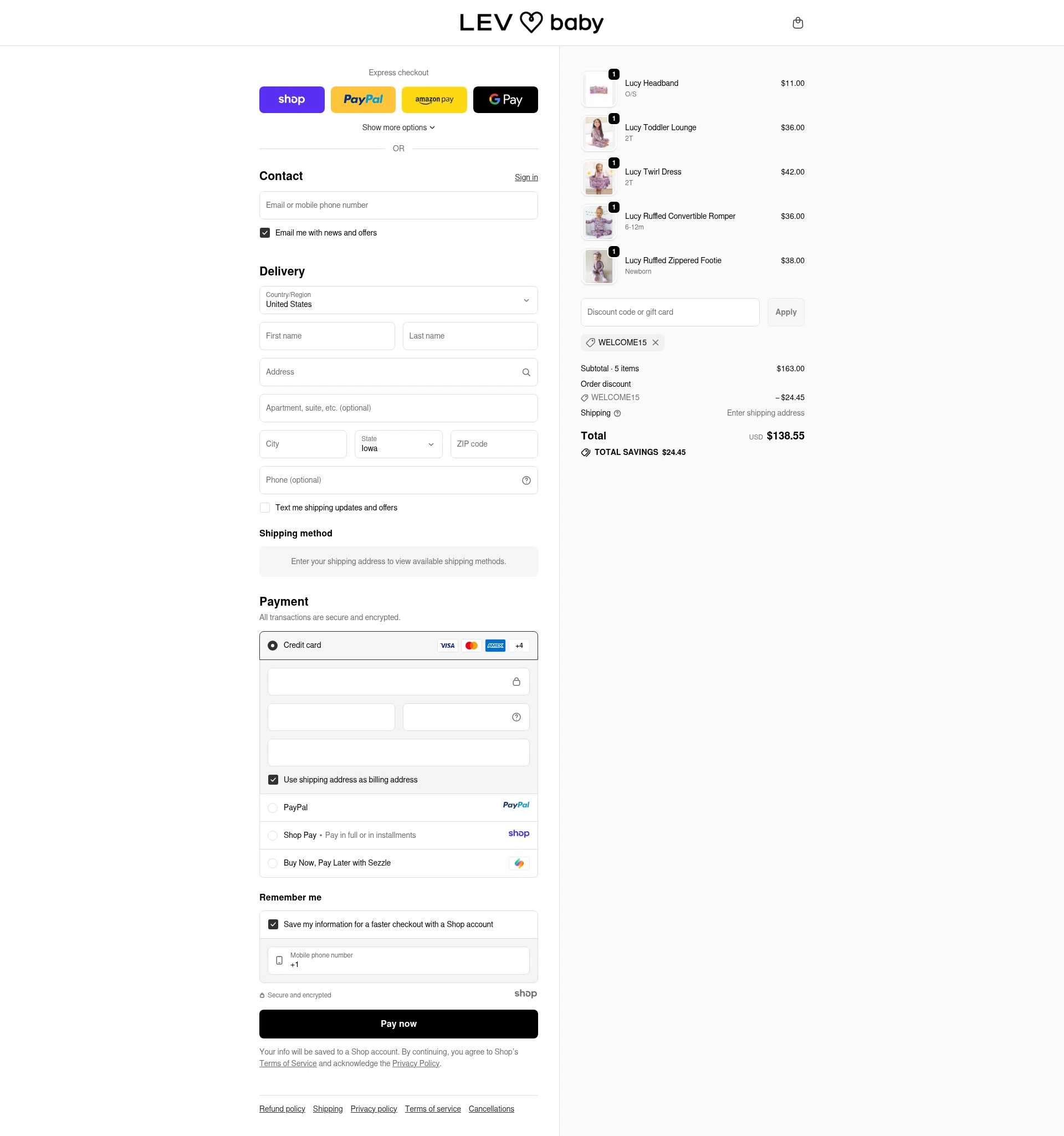 Lev Baby checkout page showing Lev Baby discount code box | Screenshot taken by SimplyCodes community member on Oct 27, 2025
