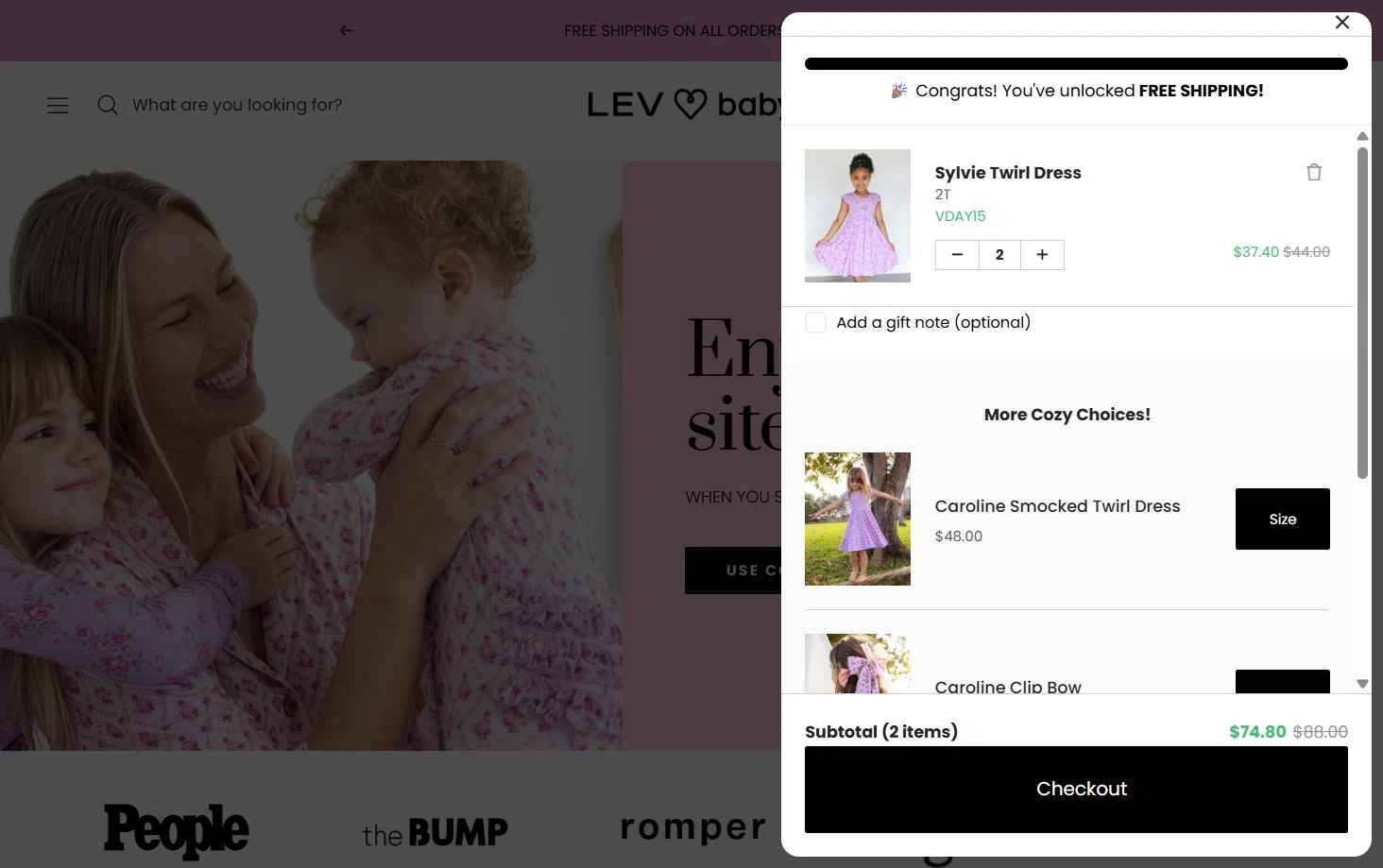 Lev Baby checkout page showing Lev Baby discount code box | Screenshot taken by SimplyCodes community member on Feb 6, 2026