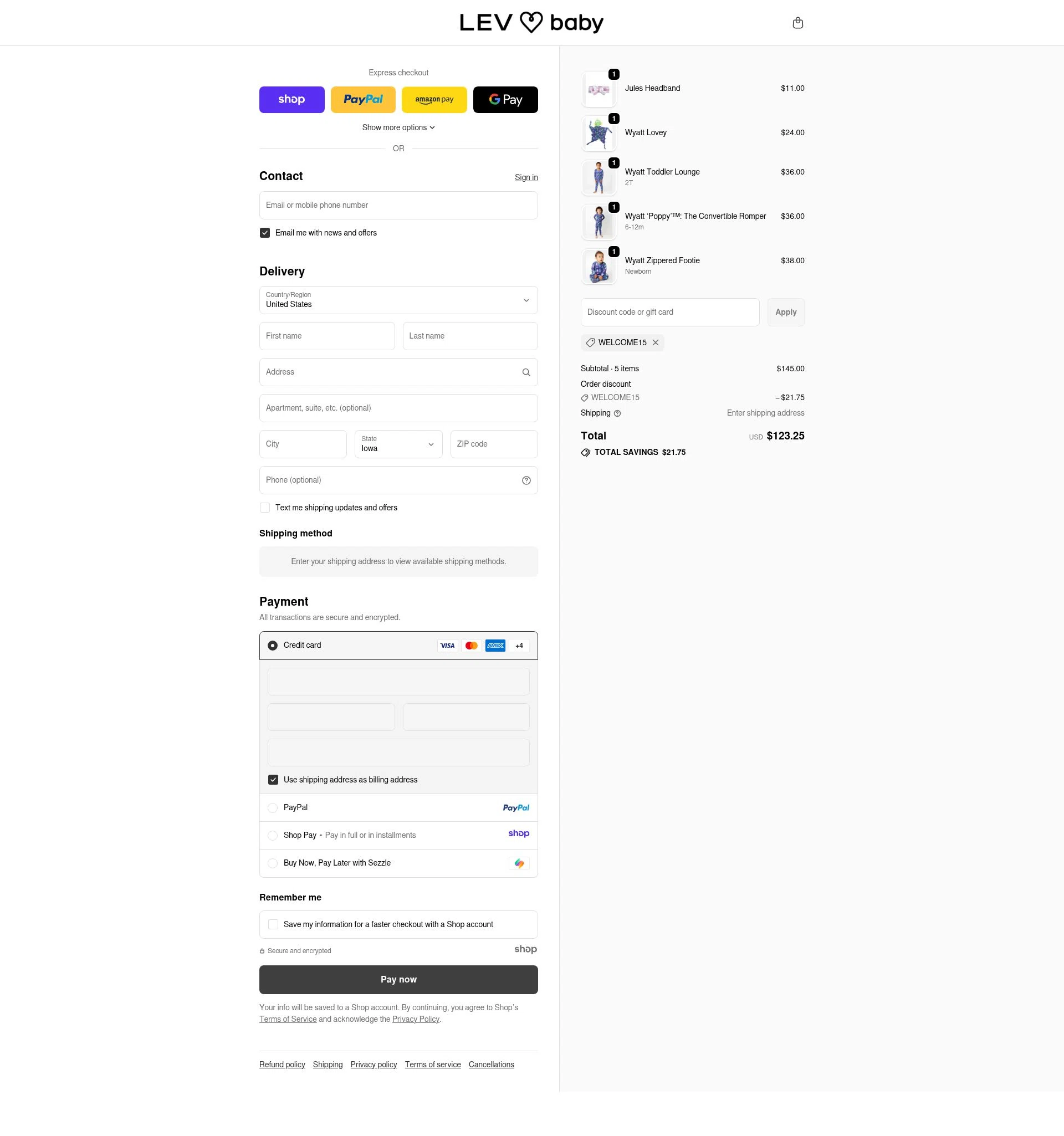 Lev Baby checkout page showing Lev Baby discount code box | Screenshot taken by SimplyCodes community member on Nov 3, 2025