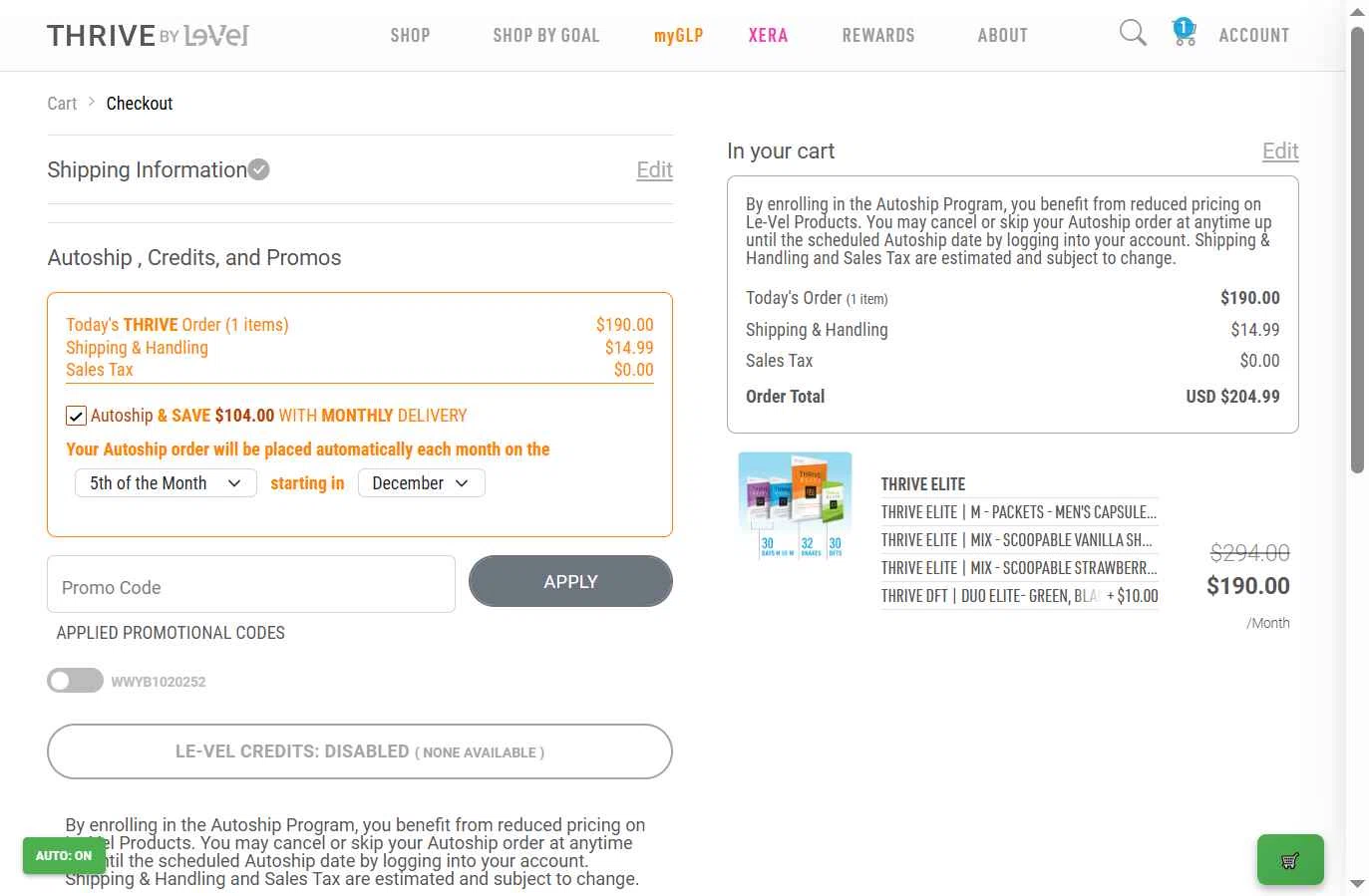 Le-Vel checkout page showing Le-Vel discount code box | Screenshot taken by SimplyCodes community member on Nov 4, 2025