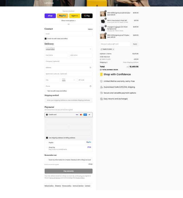 LEVEL8 checkout page showing LEVEL8 promo code box | Screenshot taken by SimplyCodes community member on Sep 12, 2025
