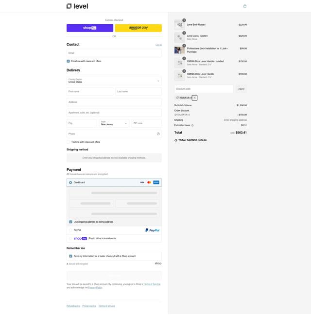 Level checkout page showing Level discount code box | Screenshot taken by SimplyCodes community member on Feb 18, 2025