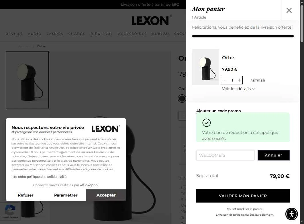 Lexon checkout page showing Lexon coupon code box | Screenshot taken by SimplyCodes community member on Jun 7, 2025