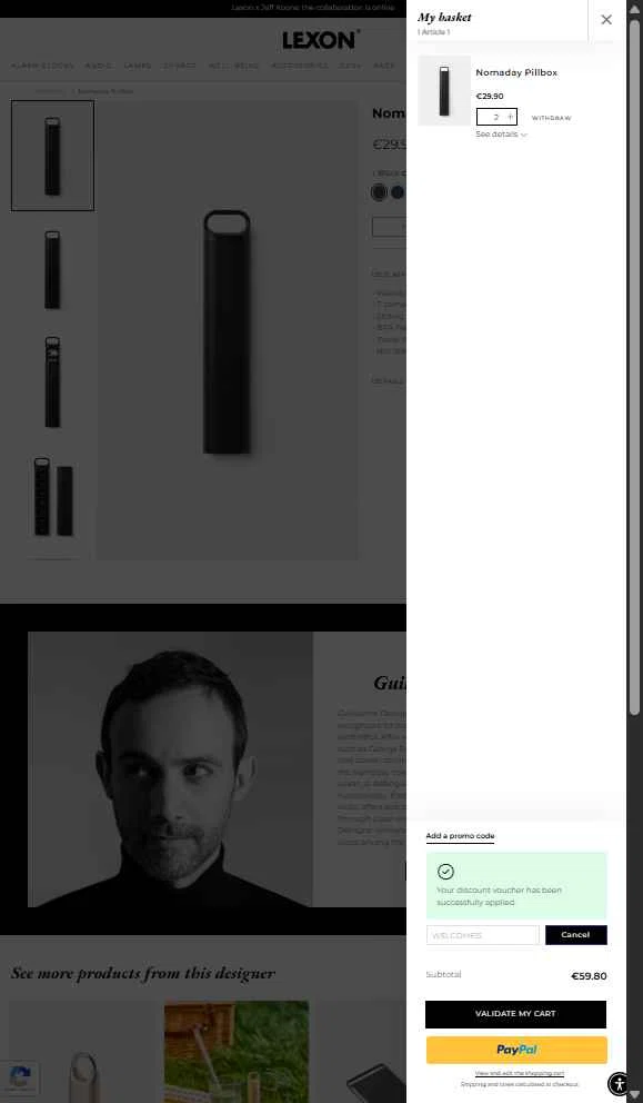 Lexon checkout page showing Lexon coupon code box | Screenshot taken by SimplyCodes community member on Dec 4, 2025