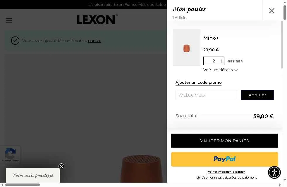 Lexon checkout page showing Lexon coupon code box | Screenshot taken by SimplyCodes community member on Jan 28, 2026