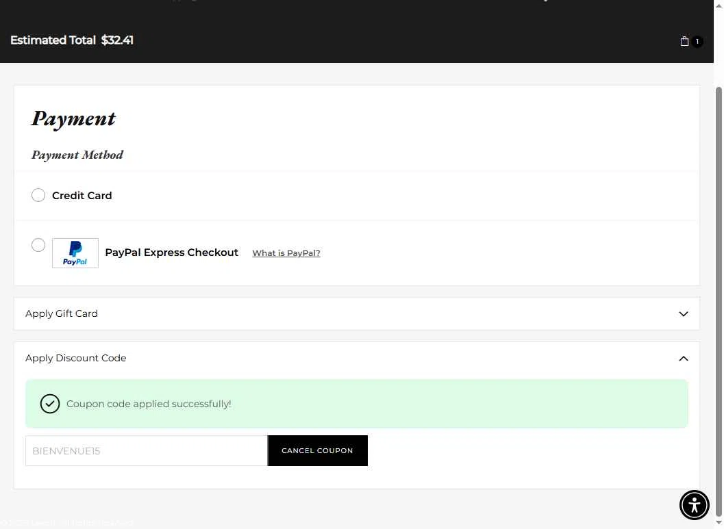 Lexon checkout page showing Lexon coupon code box | Screenshot taken by SimplyCodes community member on Jan 4, 2026