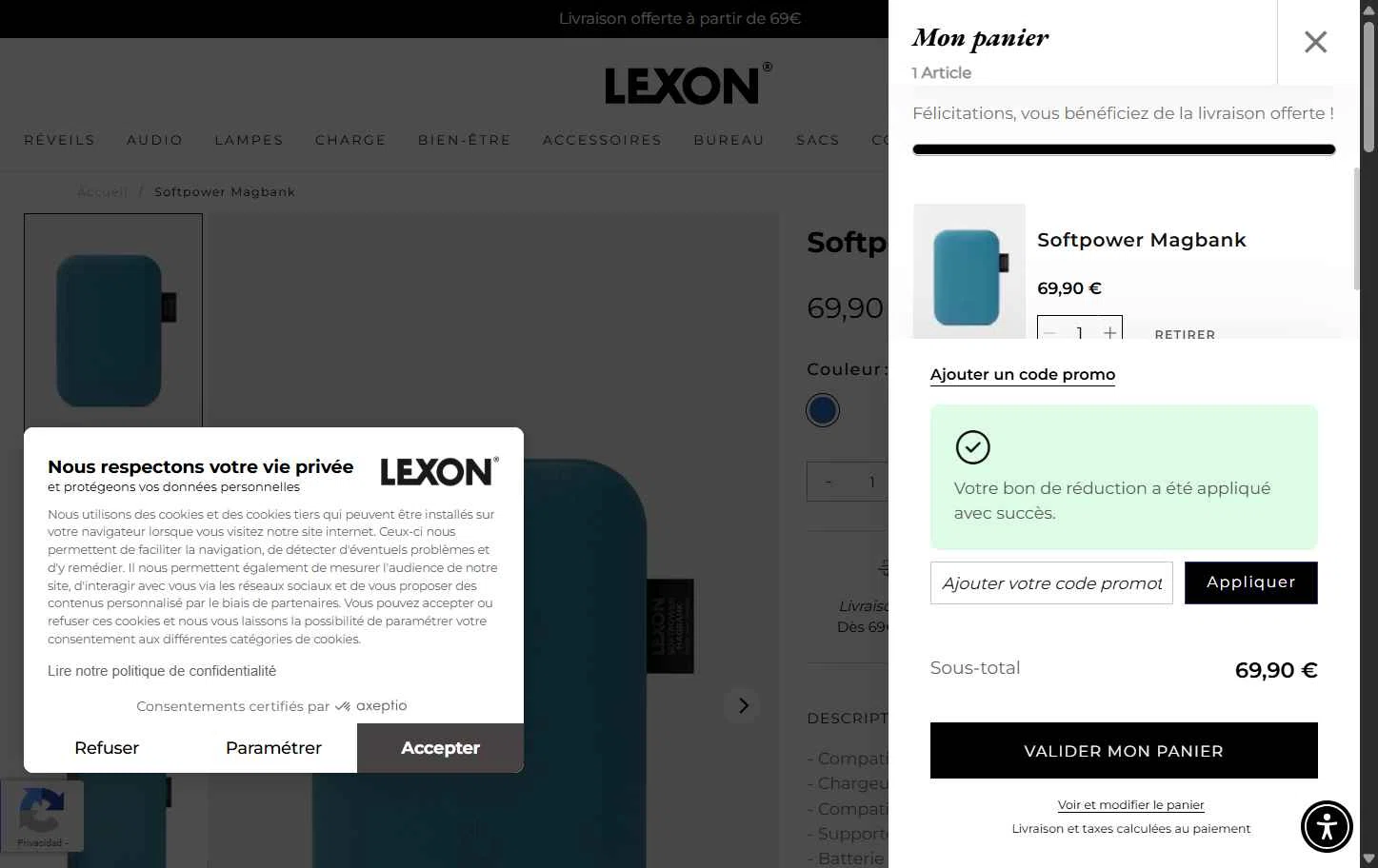 Lexon checkout page showing Lexon coupon code box | Screenshot taken by SimplyCodes community member on Jun 7, 2025