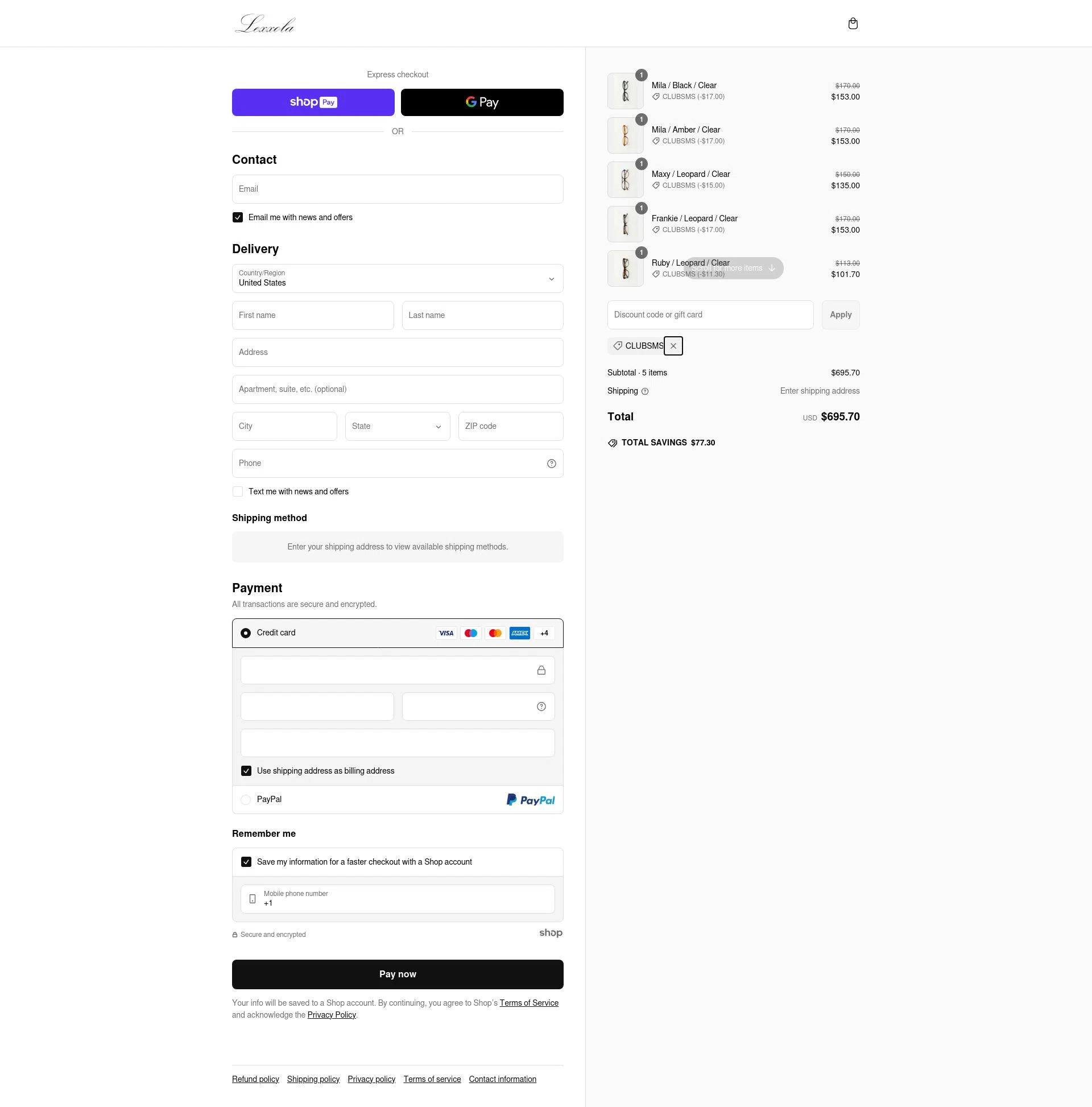 Lexxola checkout page showing Lexxola discount code box | Screenshot taken by SimplyCodes community member on Mar 11, 2025