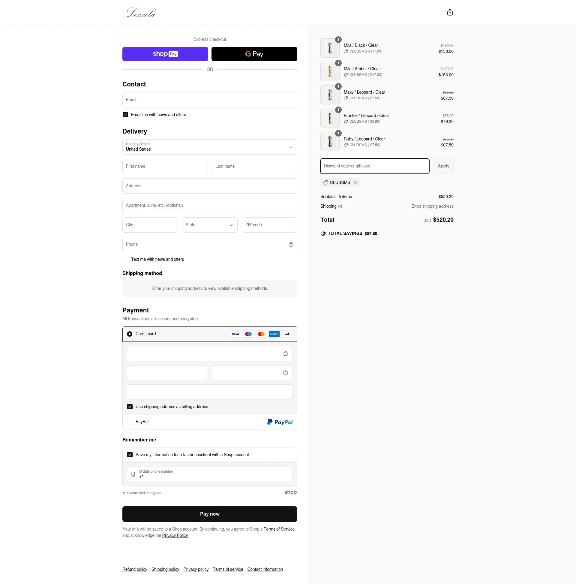 Lexxola checkout page showing Lexxola discount code box | Screenshot taken by SimplyCodes community member on Apr 2, 2025