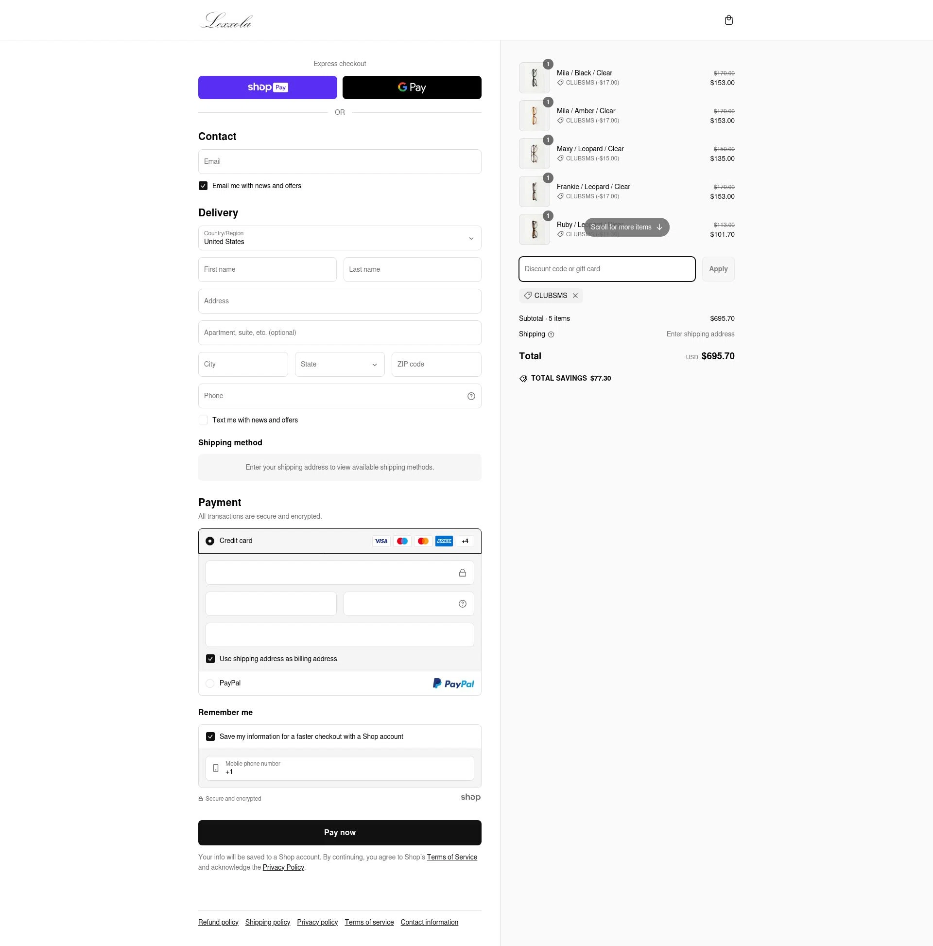 Lexxola checkout page showing Lexxola discount code box | Screenshot taken by SimplyCodes community member on Mar 10, 2025