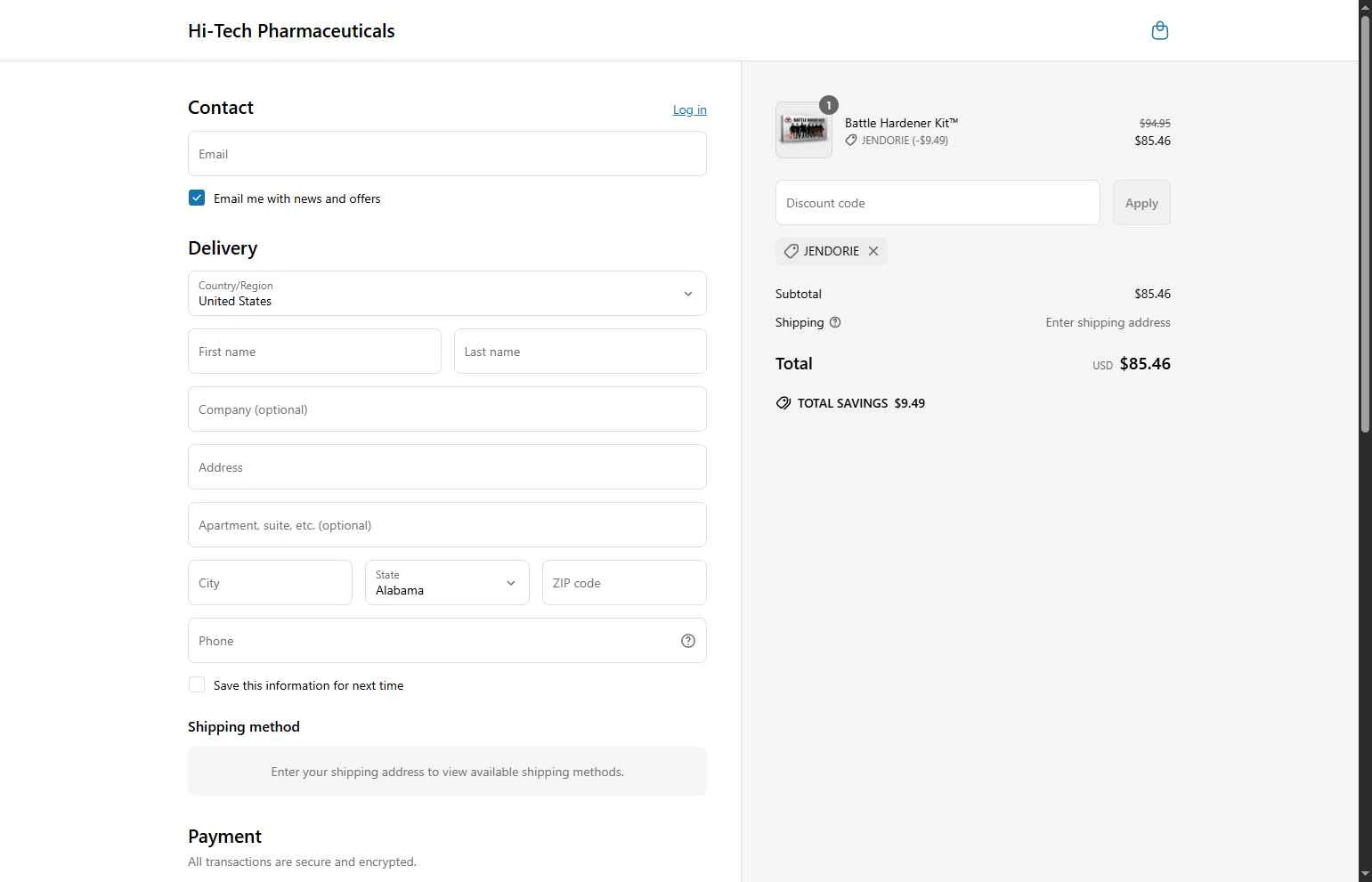 LG Sciences checkout page showing LG Sciences promo code box | Screenshot taken by SimplyCodes community member on May 20, 2025
