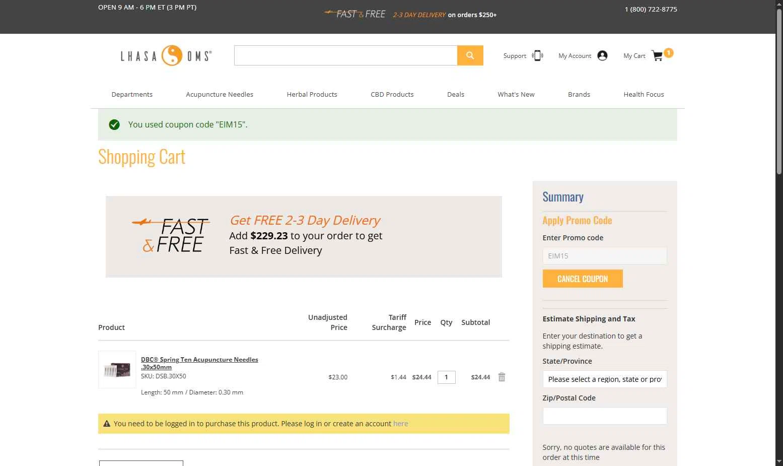 Lhasa OMS checkout page showing Lhasa OMS promo code box | Screenshot taken by SimplyCodes community member on Feb 8, 2026