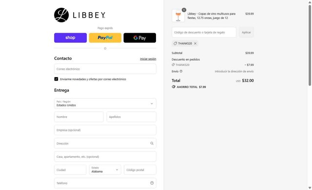 Libbey checkout page showing Libbey promo code box | Screenshot taken by SimplyCodes community member on Aug 31, 2025