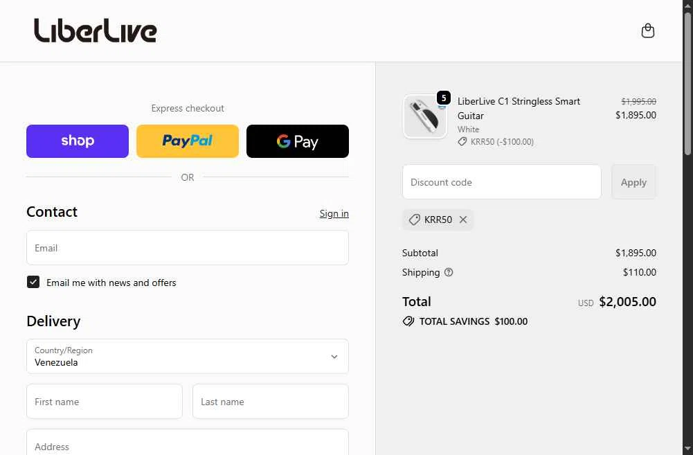 LiberLive checkout page showing LiberLive discount code box | Screenshot taken by SimplyCodes community member on Jan 3, 2026