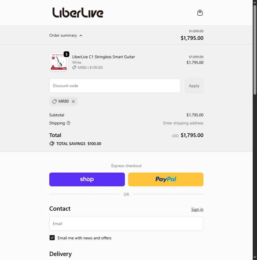 LiberLive checkout page showing LiberLive discount code box | Screenshot taken by SimplyCodes community member on Jan 2, 2026