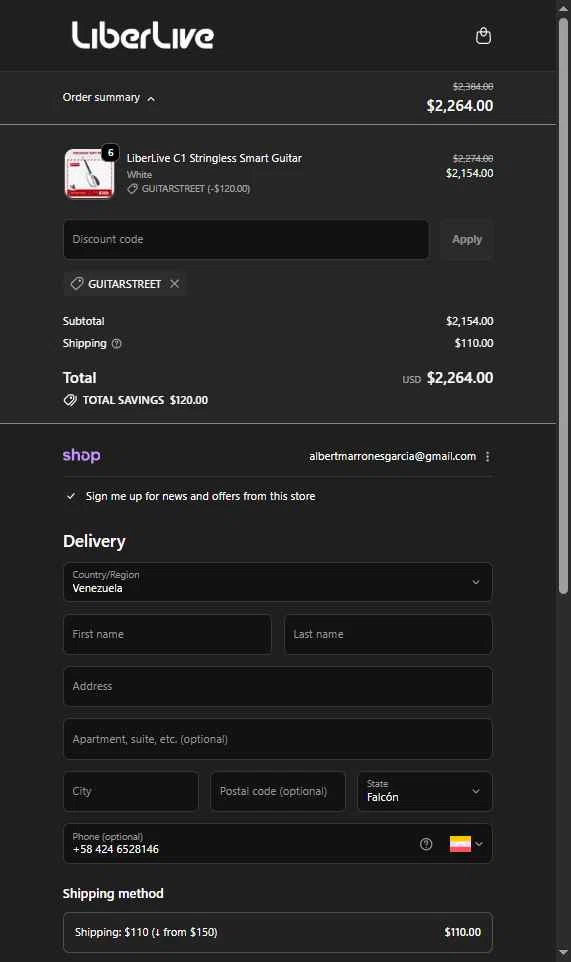 LiberLive checkout page showing LiberLive discount code box | Screenshot taken by SimplyCodes community member on Dec 21, 2025