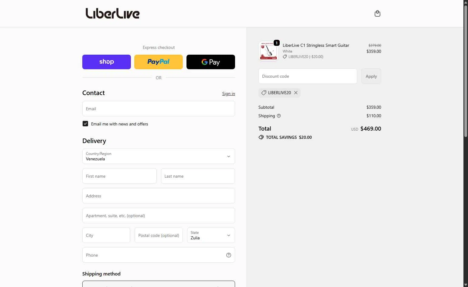 LiberLive checkout page showing LiberLive discount code box | Screenshot taken by SimplyCodes community member on Dec 31, 2025