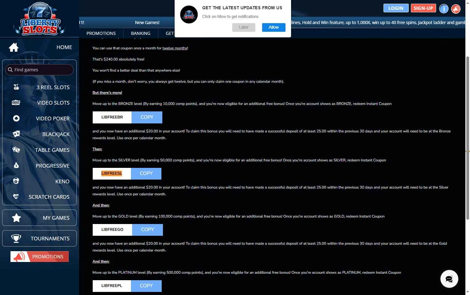 Liberty Slots checkout page showing Liberty Slots promo code box | Screenshot taken by SimplyCodes community member on Dec 8, 2025