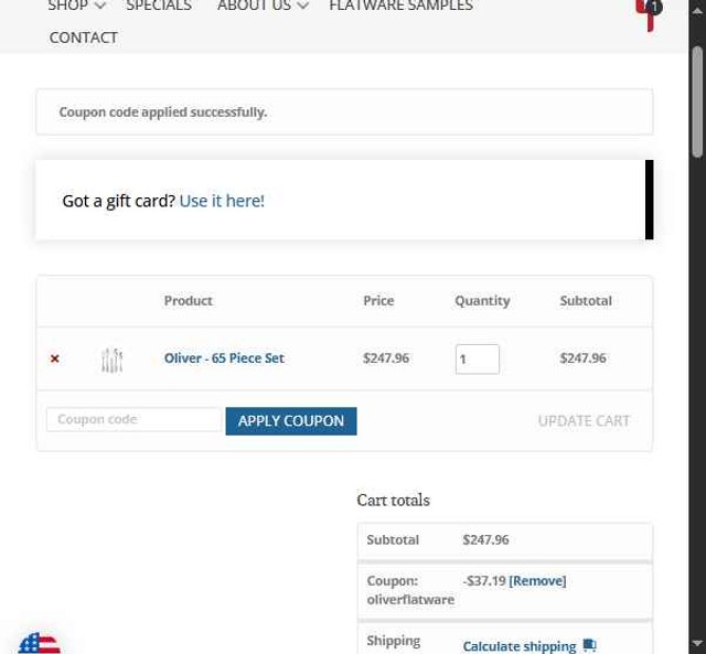 Liberty Tabletop checkout page showing Liberty Tabletop promo code box | Screenshot taken by SimplyCodes community member on Jul 28, 2025