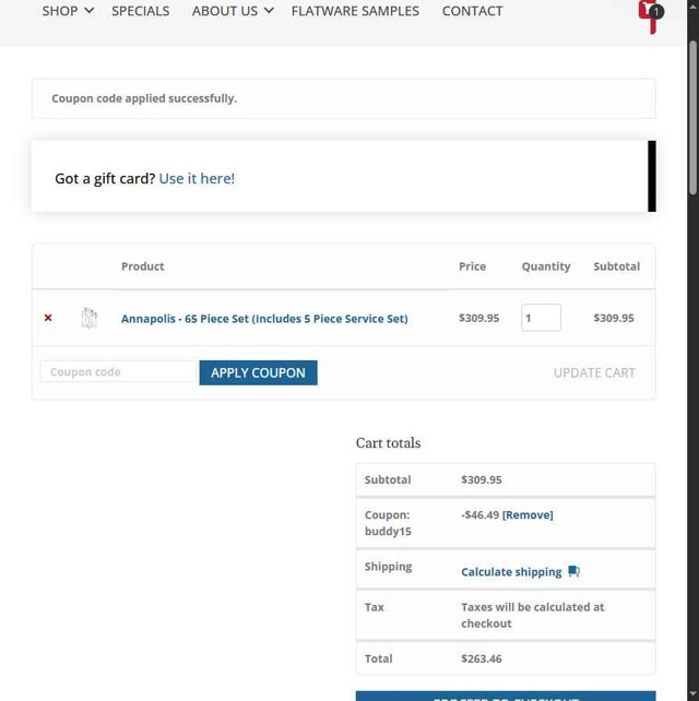 Liberty Tabletop checkout page showing Liberty Tabletop promo code box | Screenshot taken by SimplyCodes community member on Aug 16, 2025