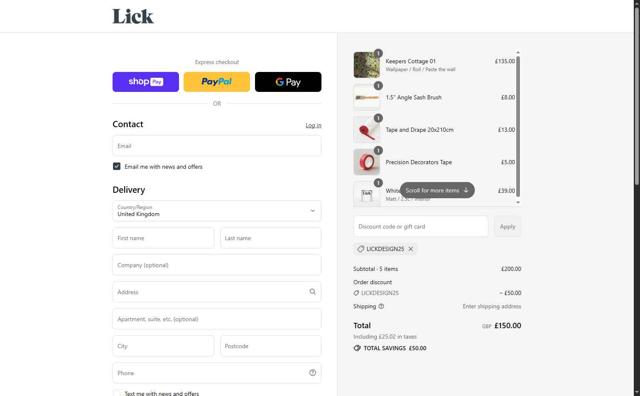Lick UK checkout page showing Lick UK promo code box | Screenshot taken by SimplyCodes community member on Jul 28, 2025