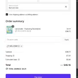 WELCOME10 coupon verification screenshot