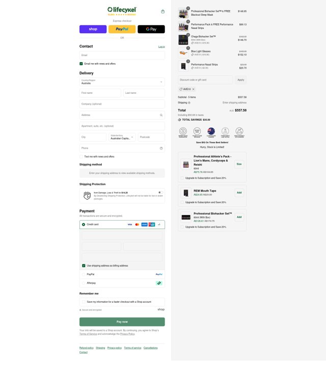 Life Cykel checkout page showing Life Cykel discount code box | Screenshot taken by SimplyCodes community member on Sep 6, 2025