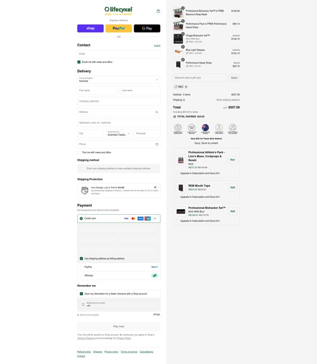 Life Cykel checkout page showing Life Cykel discount code box | Screenshot taken by SimplyCodes community member on Sep 6, 2025