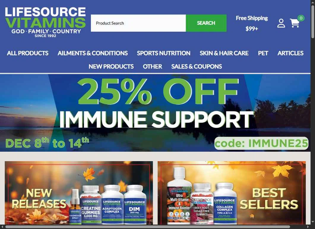 LifeSource Vitamins checkout page showing LifeSource Vitamins coupon code box | Screenshot taken by SimplyCodes community member on Dec 12, 2025