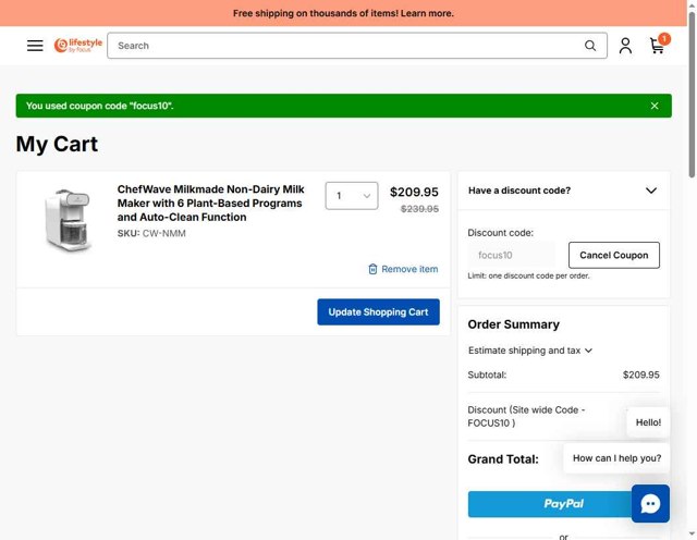 Lifestyle by Focus checkout page showing Lifestyle by Focus coupon code box | Screenshot taken by SimplyCodes community member on Apr 30, 2025