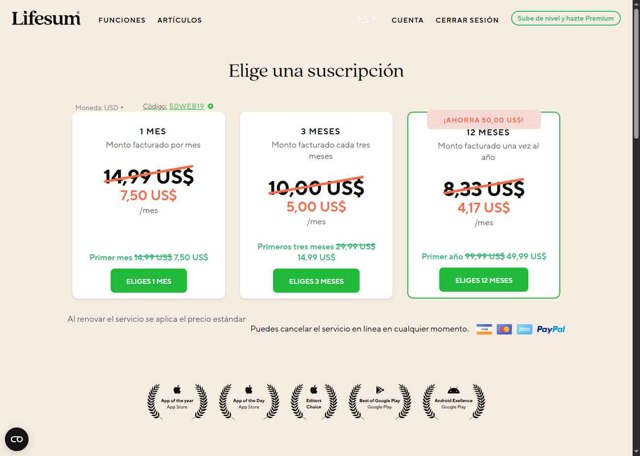 Lifesum checkout page showing Lifesum promo code box | Screenshot taken by SimplyCodes community member on Aug 28, 2025
