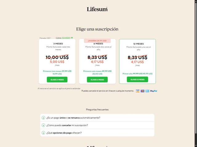 Lifesum checkout page showing Lifesum promo code box | Screenshot taken by SimplyCodes community member on Aug 29, 2025