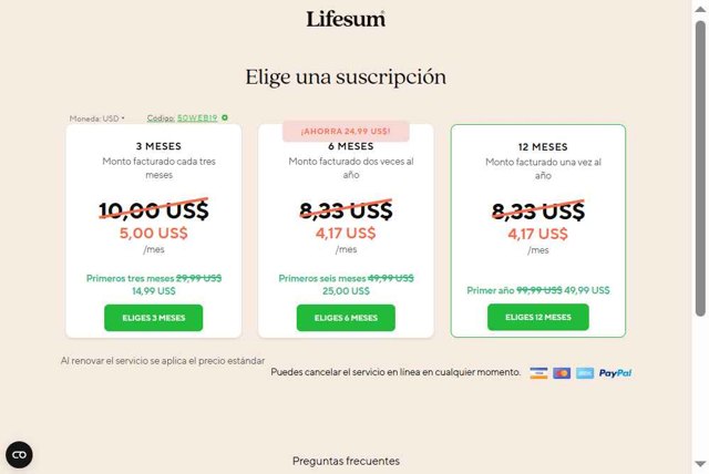 Lifesum checkout page showing Lifesum promo code box | Screenshot taken by SimplyCodes community member on Sep 6, 2025