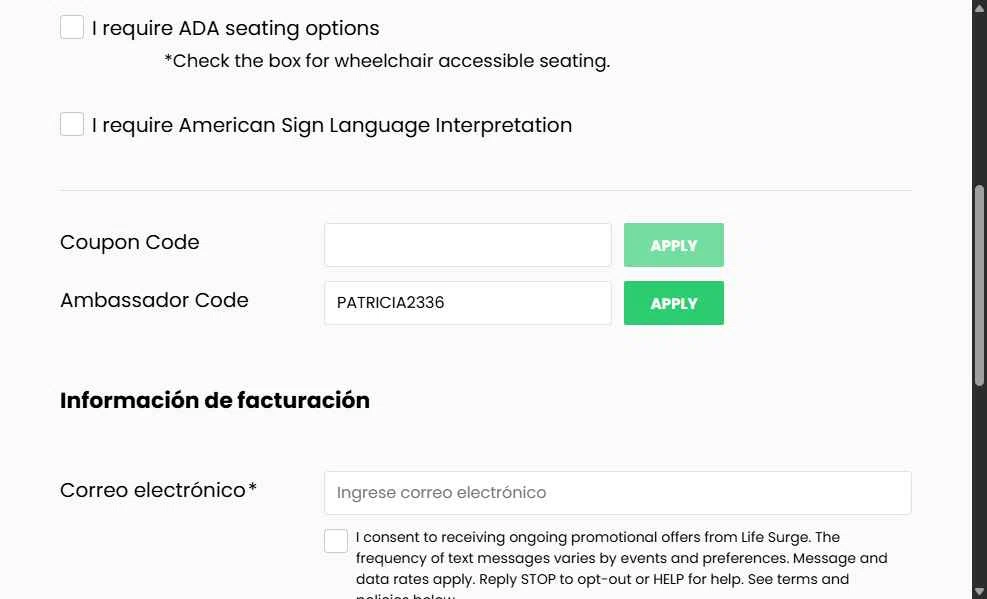 LIFE SURGE checkout page showing LIFE SURGE discount code box | Screenshot taken by SimplyCodes community member on Jan 28, 2026