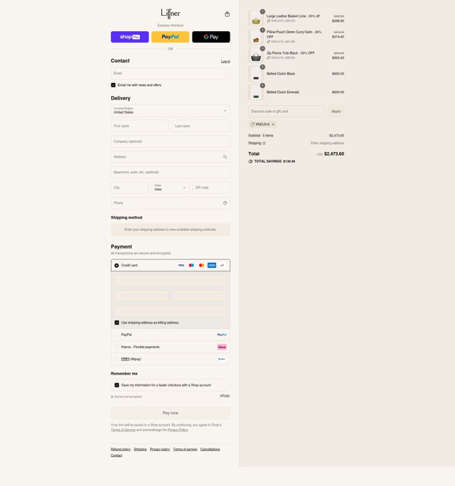 Liffner checkout page showing Liffner discount code box | Screenshot taken by SimplyCodes community member on Aug 19, 2025