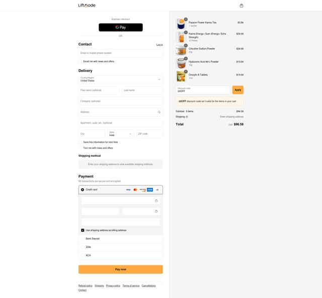 LiftMode checkout page showing LiftMode promo code box | Screenshot taken by SimplyCodes community member on Sep 6, 2025
