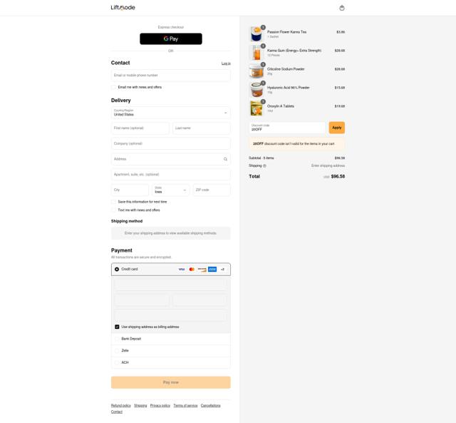 LiftMode checkout page showing LiftMode promo code box | Screenshot taken by SimplyCodes community member on Sep 2, 2025